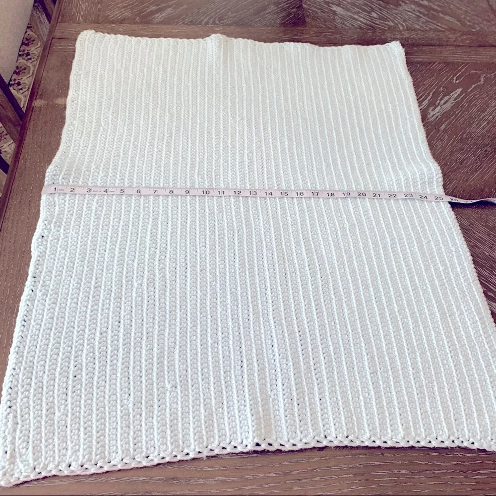 Vintage blue crocheted knit blanket throw